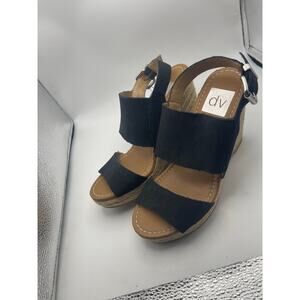 Dolce vita strappy black wedge 4” heel jute espadrille Sz 6.5 wmn NWT